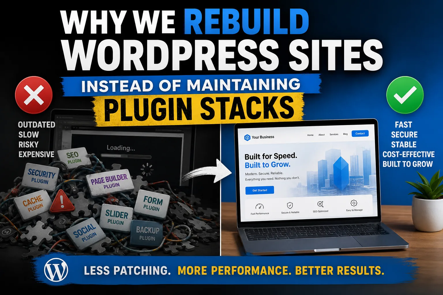Developer workspace showing the complexity of maintaining an outdated WordPress plugin stack.