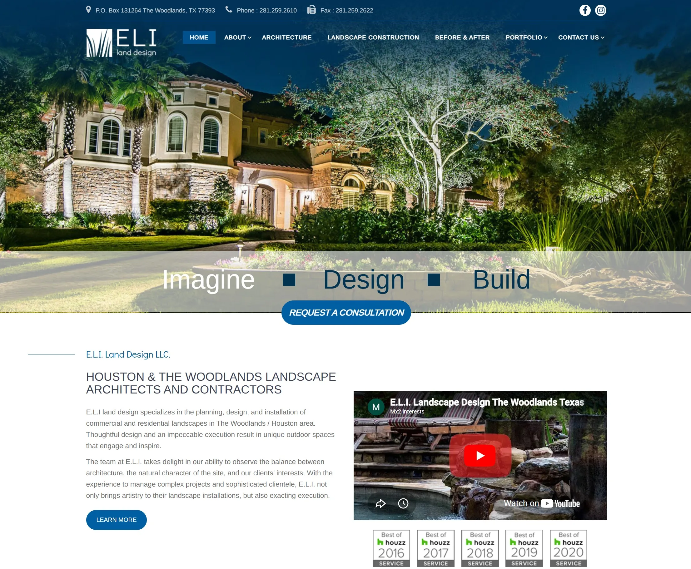 ELI Land Design original website homepage before SDL redesign