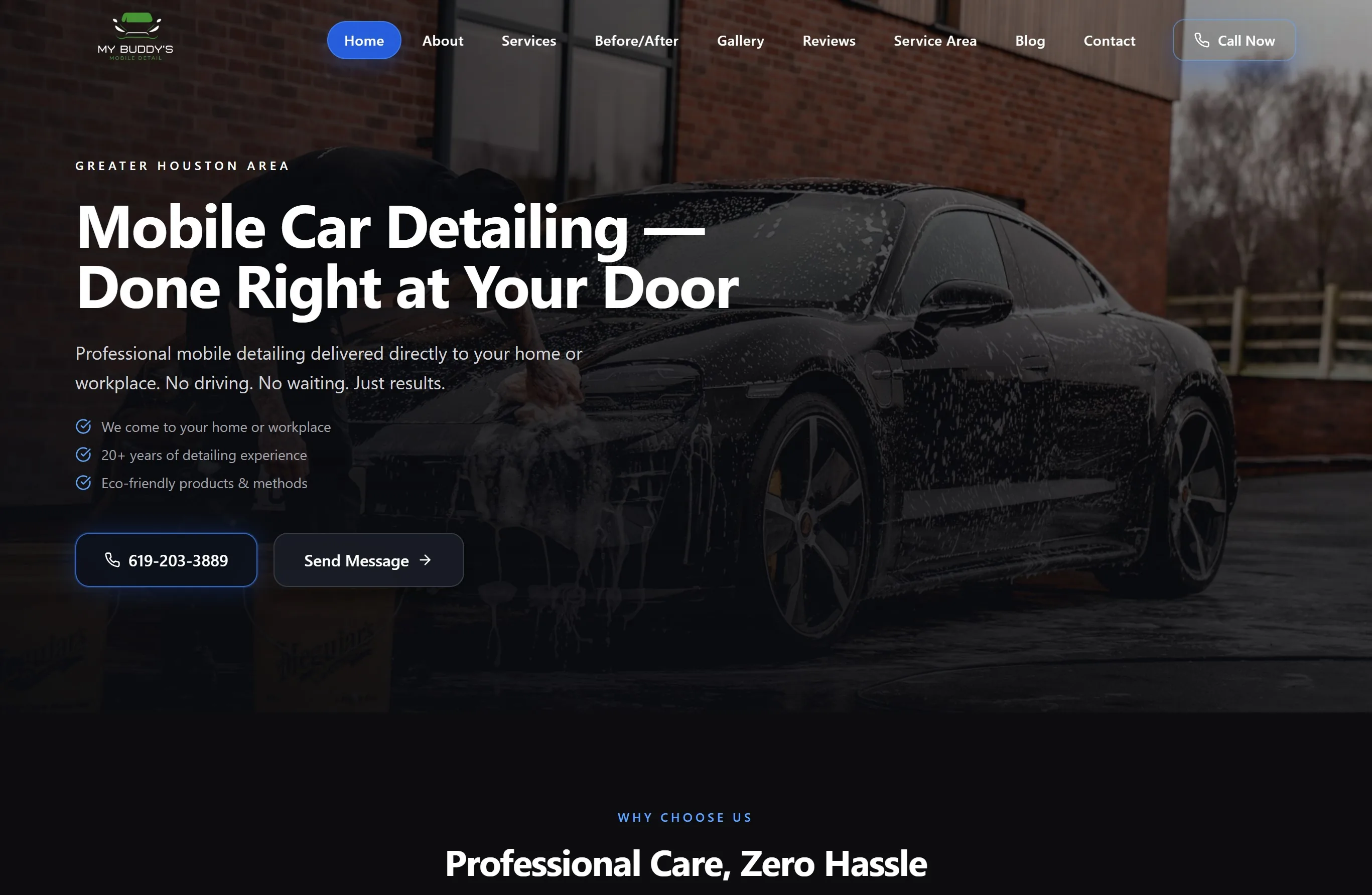 My Buddy's Mobile Detail current live homepage built by SDL